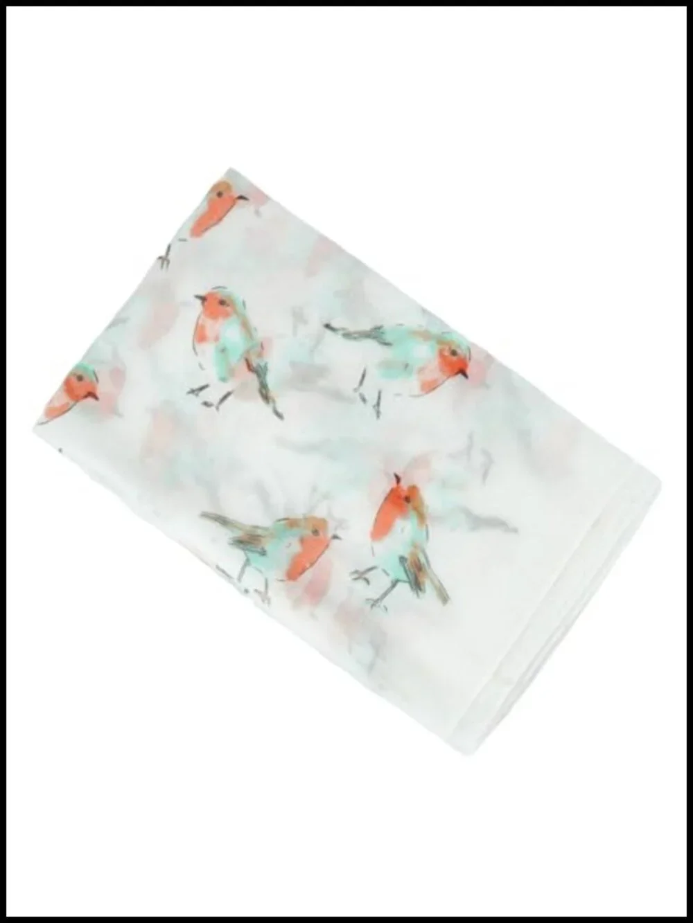 Lightweight Cotton Feel Scarf Floral Birds Print Wrap Shawl